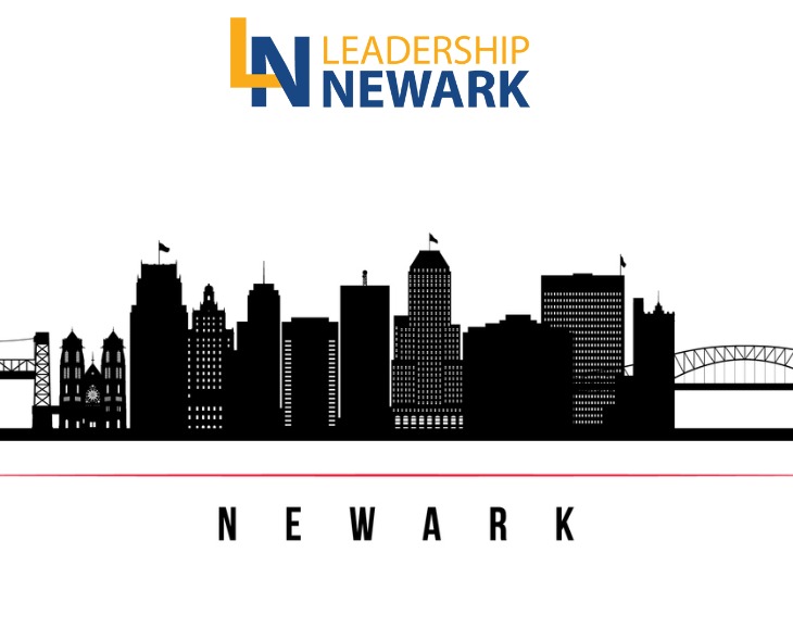 Newark skyline with Leadership Newark Logo